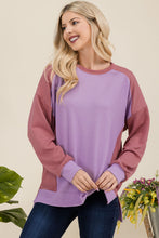 Load image into Gallery viewer, High-Low Contrast Round Neck Sweatshirt