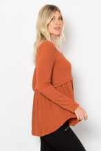 Load image into Gallery viewer, Texture Babydoll Round Neck Long Sleeve Knit Top