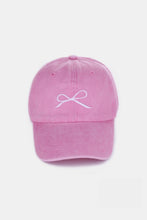 Load image into Gallery viewer, Bow Embroidered Washed Cotton Caps