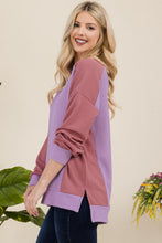 Load image into Gallery viewer, High-Low Contrast Round Neck Sweatshirt