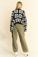Load image into Gallery viewer, Two Tone Flower Square Crochet Open Front Cardigan