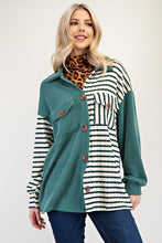 Load image into Gallery viewer, Striped Button Up Dropped Shoulder Shacket
