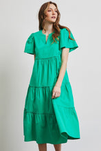 Load image into Gallery viewer, Cotton Poplin Ruffled Tiered Midi Dress