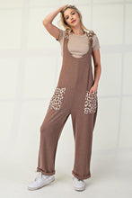 Load image into Gallery viewer, Ribbed Leopard Tied Shoulder Overalls