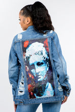 Load image into Gallery viewer, Button Up Distressed Denim Jacket