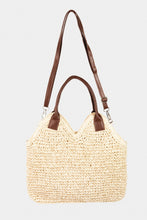 Load image into Gallery viewer, Straw Braided Faux Leather Strap Shoulder Bag