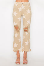 Load image into Gallery viewer, RISEN High Rise Star Printed Frayed Hem Jeans