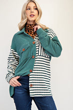 Load image into Gallery viewer, Striped Button Up Dropped Shoulder Shacket