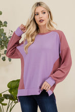 Load image into Gallery viewer, High-Low Contrast Round Neck Sweatshirt