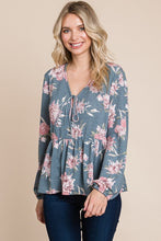 Load image into Gallery viewer, Babydoll Floral Long Sleeve Blouse