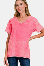 Load image into Gallery viewer, Washed Short Sleeve V-Neck T-Shirt