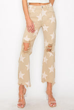 Load image into Gallery viewer, RISEN High Rise Star Printed Frayed Hem Jeans