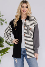 Load image into Gallery viewer, Striped Button Up Dropped Shoulder Shacket