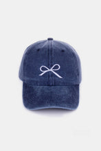 Load image into Gallery viewer, Bow Embroidered Washed Cotton Caps
