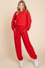 Load image into Gallery viewer, Crinkle Check Round Neck Top and Pants Lounge Set