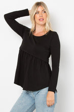 Load image into Gallery viewer, Texture Babydoll Round Neck Long Sleeve Knit Top