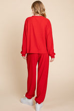 Load image into Gallery viewer, Crinkle Check Round Neck Top and Pants Lounge Set