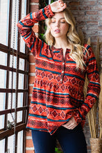 Load image into Gallery viewer, Geometric Button Detail Long Sleeve Babydoll Top
