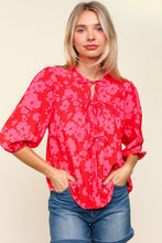 Load image into Gallery viewer, Ribbon Bow Floral Balloon Sleeve Blouse