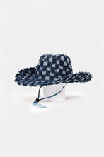 Load image into Gallery viewer, Checkered Fringe Denim Cowboy Hat