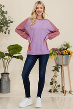 Load image into Gallery viewer, High-Low Contrast Round Neck Sweatshirt