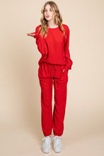 Load image into Gallery viewer, Crinkle Check Round Neck Top and Pants Lounge Set