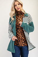 Load image into Gallery viewer, Striped Button Up Dropped Shoulder Shacket