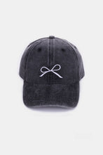 Load image into Gallery viewer, Bow Embroidered Washed Cotton Caps