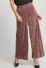 Load image into Gallery viewer, Elastic Waist Striped Wide Leg Velvet Pants