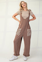 Load image into Gallery viewer, Ribbed Leopard Tied Shoulder Overalls