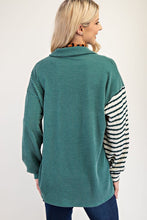 Load image into Gallery viewer, Striped Button Up Dropped Shoulder Shacket