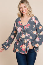 Load image into Gallery viewer, Babydoll Floral Long Sleeve Blouse