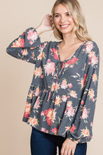 Load image into Gallery viewer, Babydoll Floral Long Sleeve Blouse