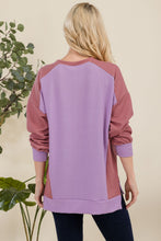 Load image into Gallery viewer, High-Low Contrast Round Neck Sweatshirt
