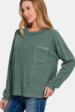 Load image into Gallery viewer, Contrast Stitching Brushed Ribbed Hacci Knit Top