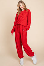 Load image into Gallery viewer, Crinkle Check Round Neck Top and Pants Lounge Set