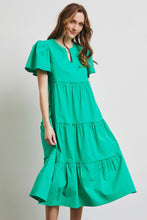 Load image into Gallery viewer, Cotton Poplin Ruffled Tiered Midi Dress