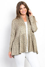 Load image into Gallery viewer, Peplum Leopard Open Front Long Sleeve Cardigan