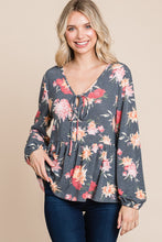 Load image into Gallery viewer, Babydoll Floral Long Sleeve Blouse