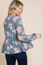 Load image into Gallery viewer, Babydoll Floral Long Sleeve Blouse