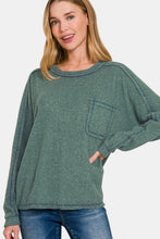 Load image into Gallery viewer, Contrast Stitching Brushed Ribbed Hacci Knit Top