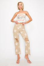 Load image into Gallery viewer, RISEN High Rise Star Printed Frayed Hem Jeans