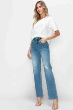 Load image into Gallery viewer, Distressed High Rise Straight Jeans