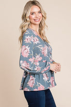 Load image into Gallery viewer, Babydoll Floral Long Sleeve Blouse