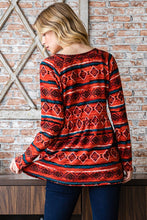 Load image into Gallery viewer, Geometric Button Detail Long Sleeve Babydoll Top