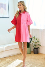 Load image into Gallery viewer, Color Blocked Button Down Babydoll Dress