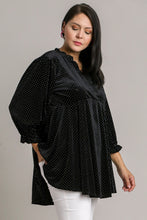 Load image into Gallery viewer, Beaded Frill Flounce Sleeve Velvet Babydoll Blouse