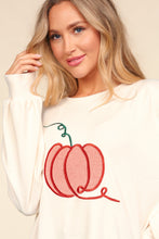 Load image into Gallery viewer, Embroidery Pumpkin Long Sleeve Knit Top