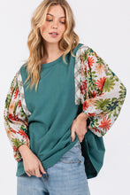 Load image into Gallery viewer, Printed Balloon Sleeve Contrast Top