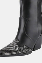 Load image into Gallery viewer, Chunky Heel Rhinestone Decor Western Boots